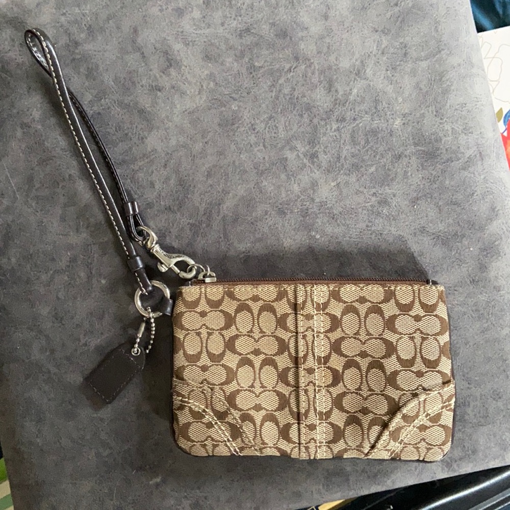 Brown coach wristlet